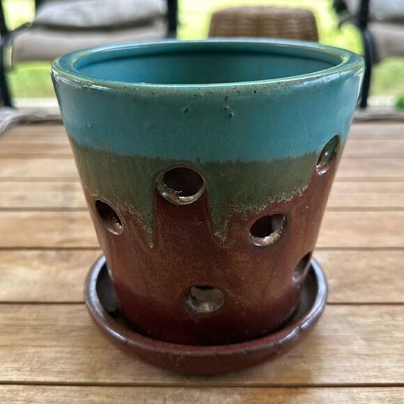 Orchard Planter W/glaze and Holes - Picture 1 of 6